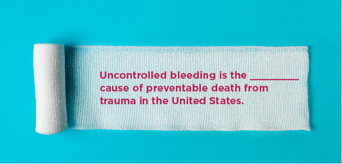 Uncontrolled bleeding is the ________ cause of preventable death from trauma in the United States.