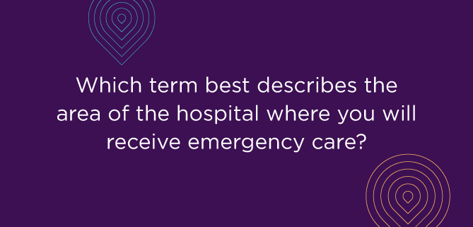 Which term best describes the area of the hospital where you will receive emergency care?