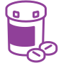 Purple pill bottle overdose icon