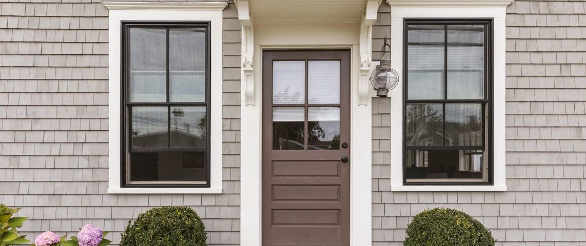 Front door of a suburban home